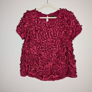 Anthropologie Varun Bahl Red Rosemarie Floral Applique Art To Wear Blouse 12